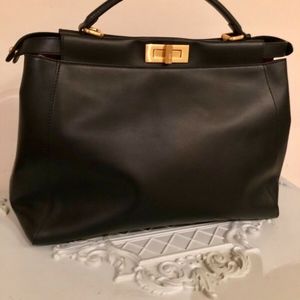 NWT Authentic Black Fendi Peekaboo Large Handbag